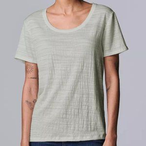 Women Simply Vera Vera Wang Relaxed Fit Textured Tee Short Sleeve Silver Size XS